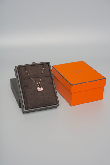 Hermes Amulettes Kelly Pendant in Rose Gold and Pink Sapphire (Brand New)