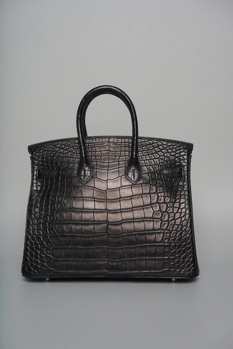 Hermes Birkin 25 in Black Matte Alligator Phw (Brand New)