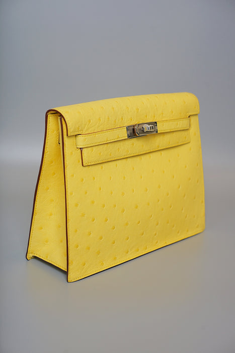 Hermes Kelly Danse in Jaune Citron Ostrich Phw (Brand New)