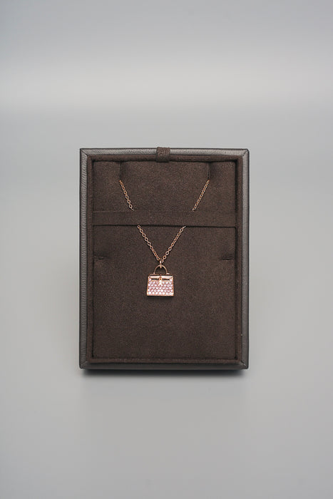 Hermes Amulettes Kelly Pendant in Rose Gold and Pink Sapphire (Brand New)