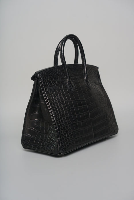 Hermes Birkin 25 in Black Matte Alligator Phw (Brand New)