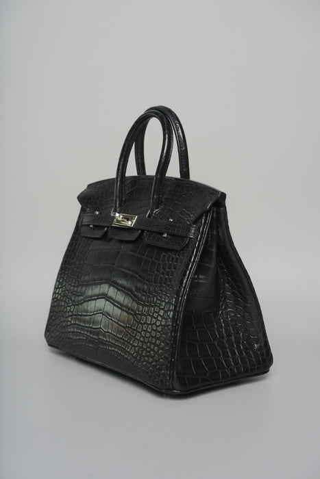 Hermes Birkin 25 in Black Matte Alligator Phw (Brand New)
