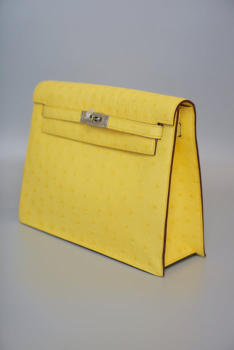Hermes Kelly Danse in Jaune Citron Ostrich Phw (Brand New)