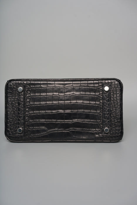 Hermes Birkin 25 in Black Matte Alligator Phw (Brand New)