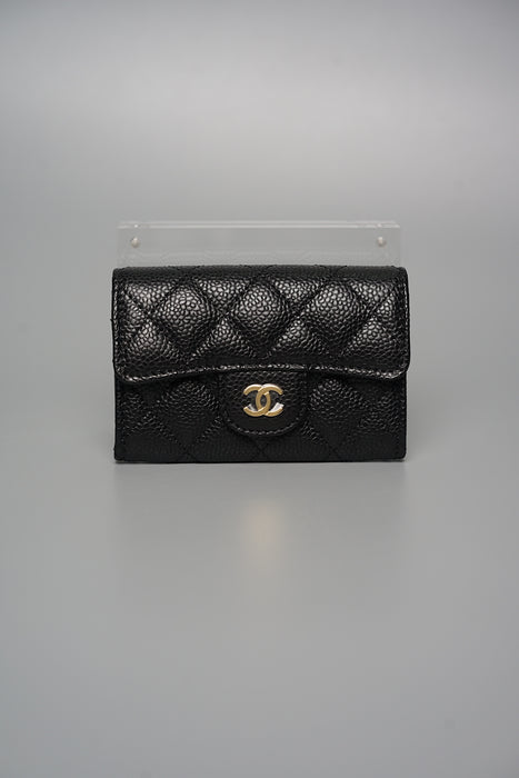 Chanel Compact Cardholder Wallet in Black Caviar Ghw (Brand New)