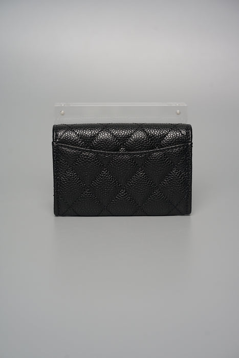 Chanel Compact Cardholder Wallet in Black Caviar Ghw (Brand New)