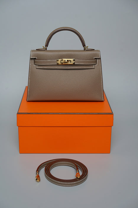 Hermes Kelly 20 in Etoupe Epsom Ghw (Brand New)