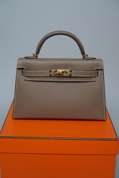 Hermes Kelly 20 in Etoupe Epsom Ghw (Brand New)