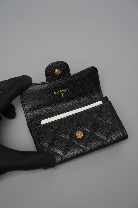 Chanel Compact Cardholder Wallet in Black Caviar Ghw (Brand New)