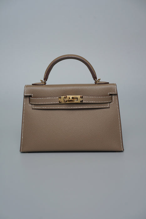Hermes Kelly 20 in Etoupe Epsom Ghw (Brand New)