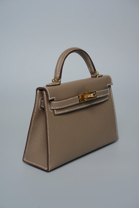 Hermes Kelly 20 in Etoupe Epsom Ghw (Brand New)