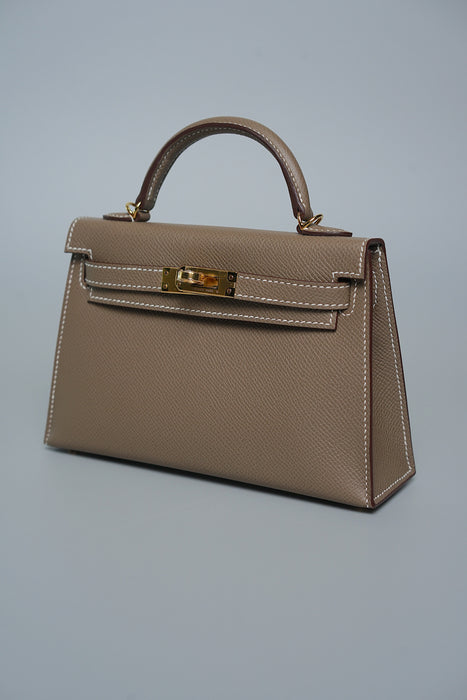 Hermes Kelly 20 in Etoupe Epsom Ghw (Brand New)