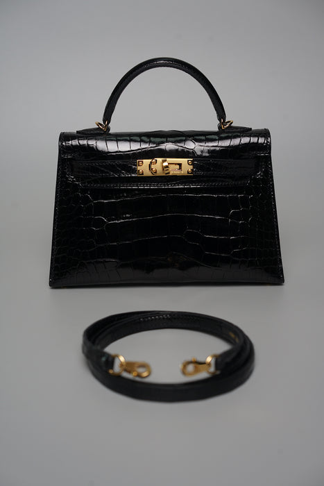 Hermes Kelly II Sellier 20 in Noir Shiny Alligator Ghw