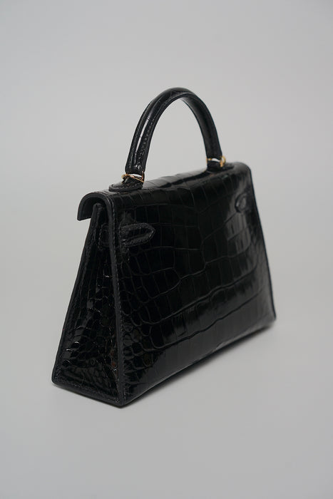 Hermes Kelly II Sellier 20 in Noir Shiny Alligator Ghw