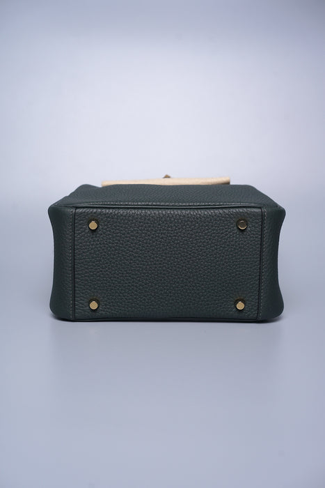 Hermes Mini Lindy in Vert Fonce Clemence Ghw (Brand New)