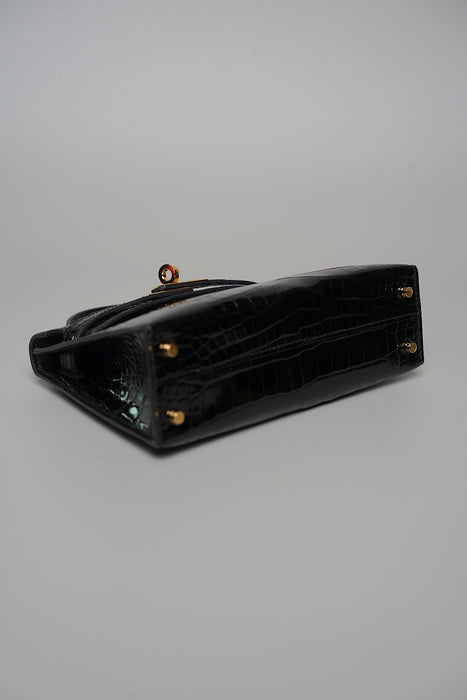 Hermes Kelly II Sellier 20 in Noir Shiny Alligator Ghw