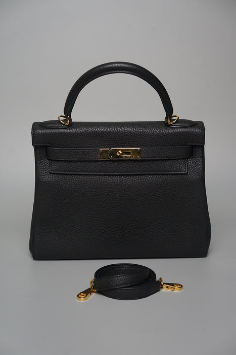 Hermes Kelly 28 Retourne in Noir Togo Ghw