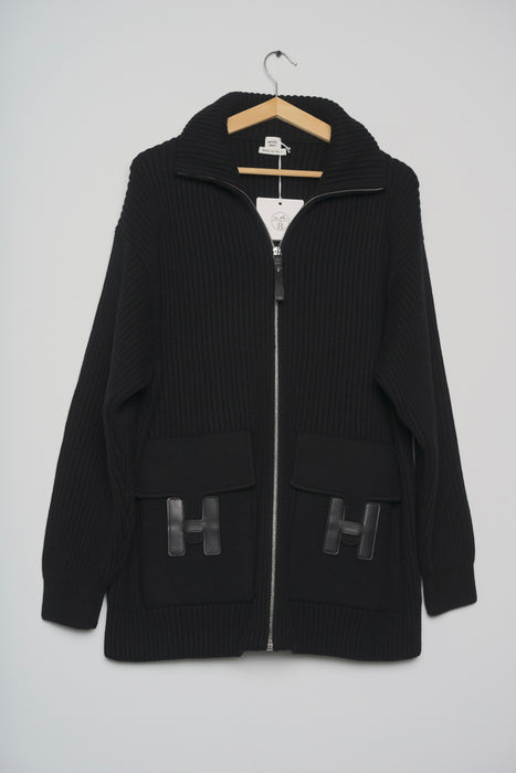 Hermes Wool Knit Jacket in Black Size 36 (Brand New)