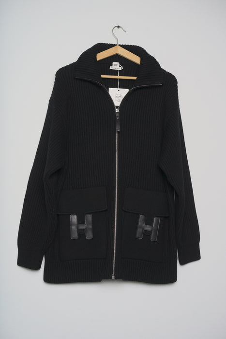 Hermes Wool Knit Jacket in Black Size 36 (Brand New)