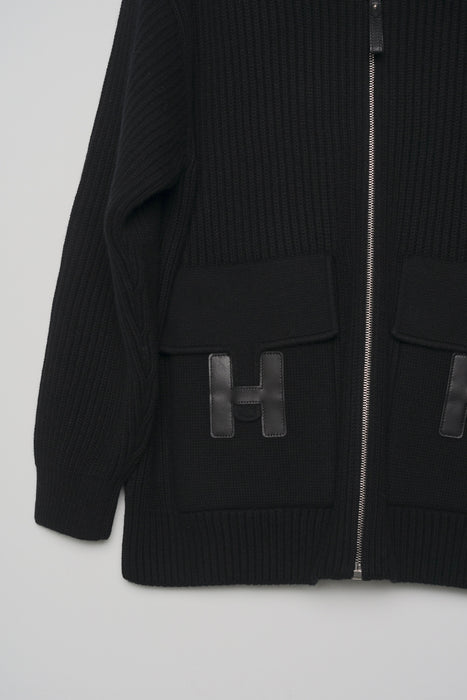 Hermes Wool Knit Jacket in Black Size 36 (Brand New)
