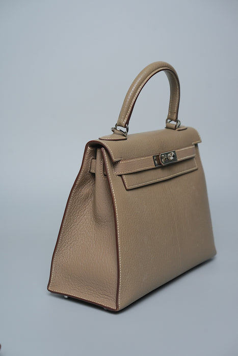 Hermes Kelly 28 Retourne in Etoupe Chèvre Phw