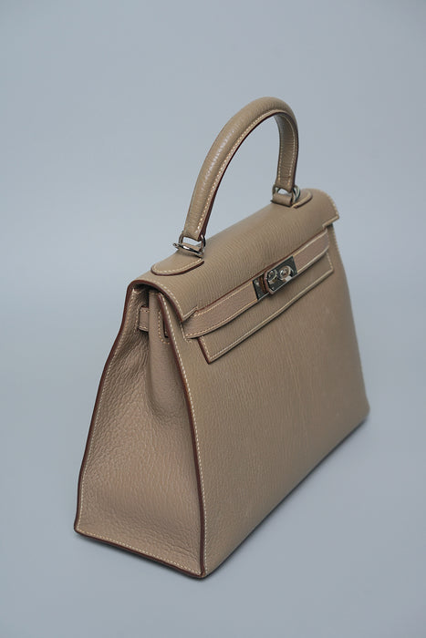 Hermes Kelly 28 Retourne in Etoupe Chèvre Phw