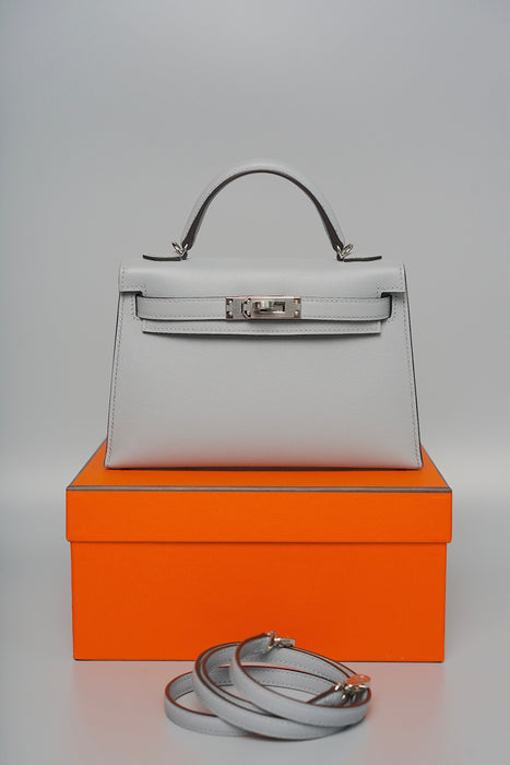 Hermes Kelly 20 in Gris Pantin Madame Phw (Brand New)