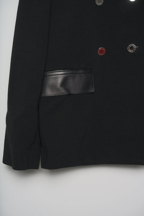 Hermes Short Pea Coat in Black with Leather Details Size 38 (Brand new)