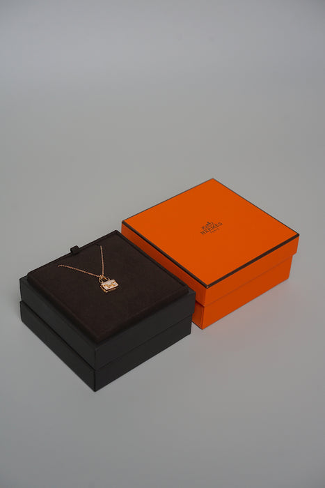 Hermes Amulettes Constance Pendant with Diamonds in Rose Gold (Brand New)