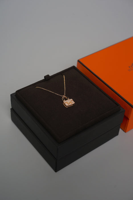 Hermes Amulettes Constance Pendant with Diamonds in Rose Gold (Brand New)