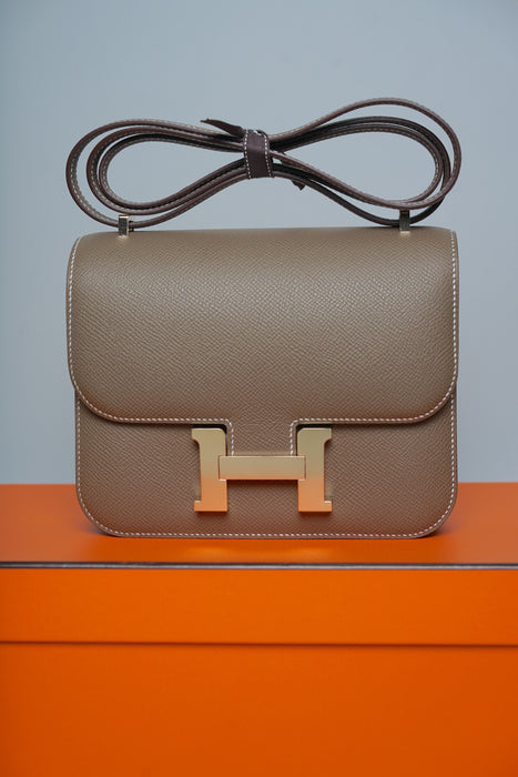 Hermes Constance 18 in Etoupe Epsom Permabrass (Brand New)