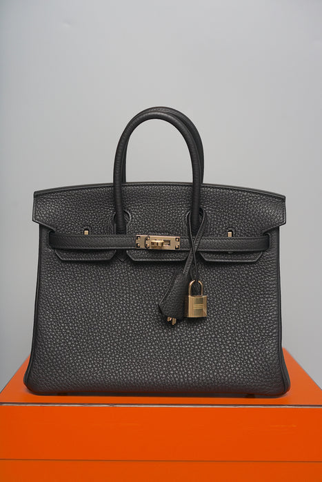 Hermes Birkin 25 in Black Togo Permabrass (Brand New)