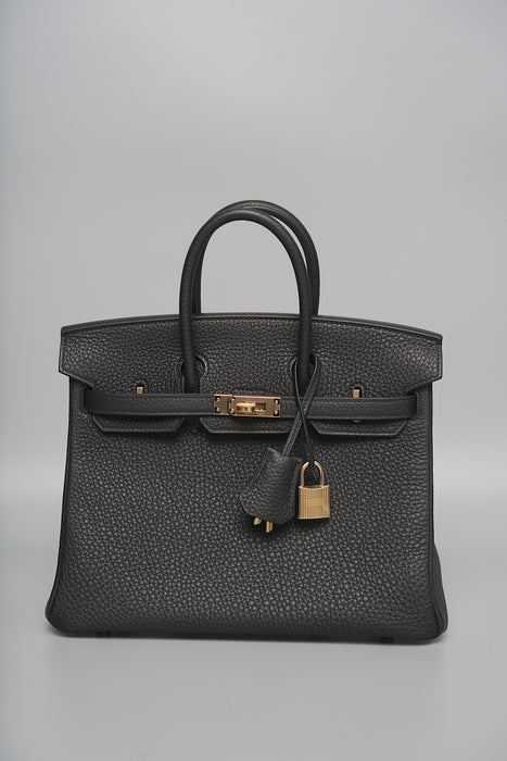 Hermes Birkin 25 in Black Togo Permabrass (Brand New)