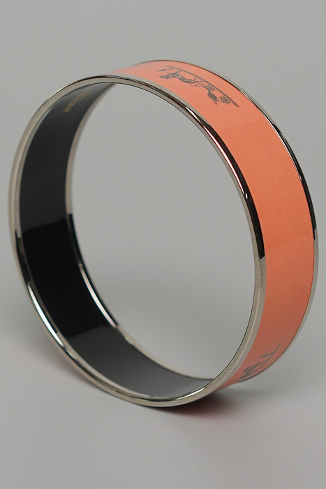 ⁠Hermes Caleche Wide Bracelet in Coral Phw