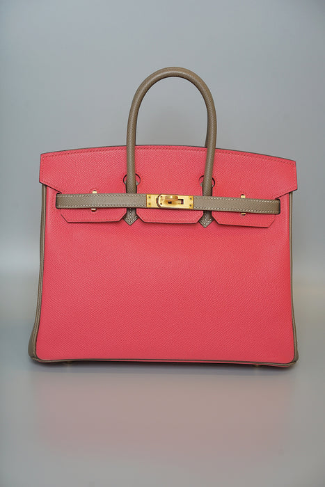 Hermes Birkin 25 HSS in Rose Azalea x Etoupe Epsom Bghw (Brand New)