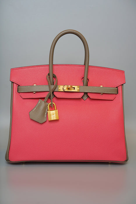 Hermes Birkin 25 HSS in Rose Azalea x Etoupe Epsom Bghw (Brand New)