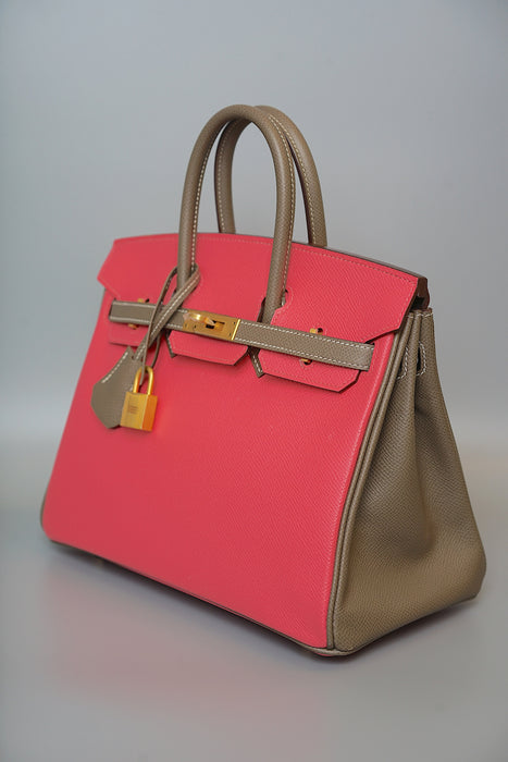 Hermes Birkin 25 HSS in Rose Azalea x Etoupe Epsom Bghw (Brand New)