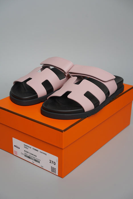 Hermes Chypre Sandals in Rose Cancan Size 37 (Brand New)