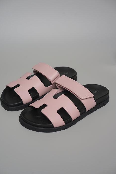 Hermes Chypre Sandals in Rose Cancan Size 37 (Brand New)