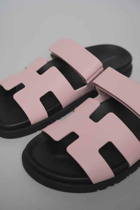 Hermes Chypre Sandals in Rose Cancan Size 37 (Brand New)