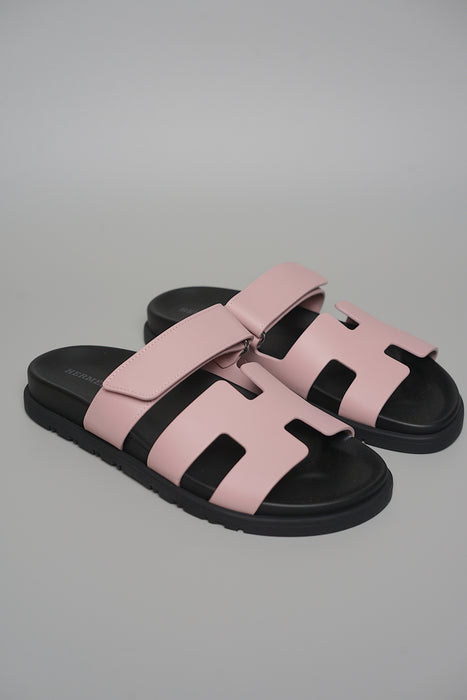 Hermes Chypre Sandals in Rose Cancan Size 37 (Brand New)