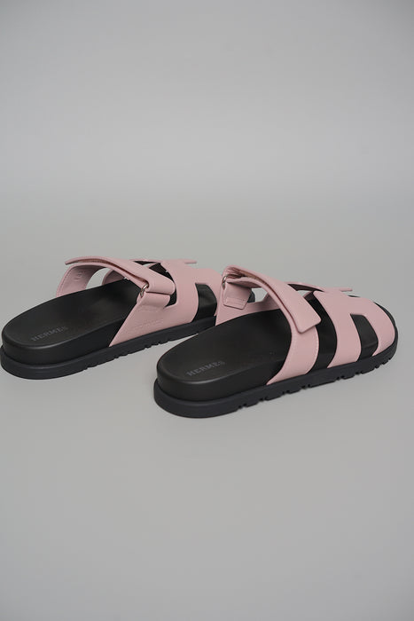 Hermes Chypre Sandals in Rose Cancan Size 37 (Brand New)