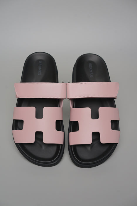 Hermes Chypre Sandals in Rose Cancan Size 37 (Brand New)