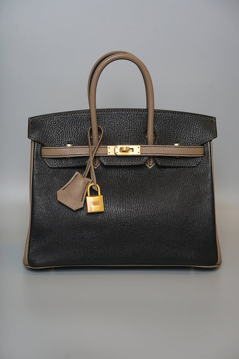 Hermes Birkin 25 HSS in Black x Etoupe Chevre Mysore Bghw