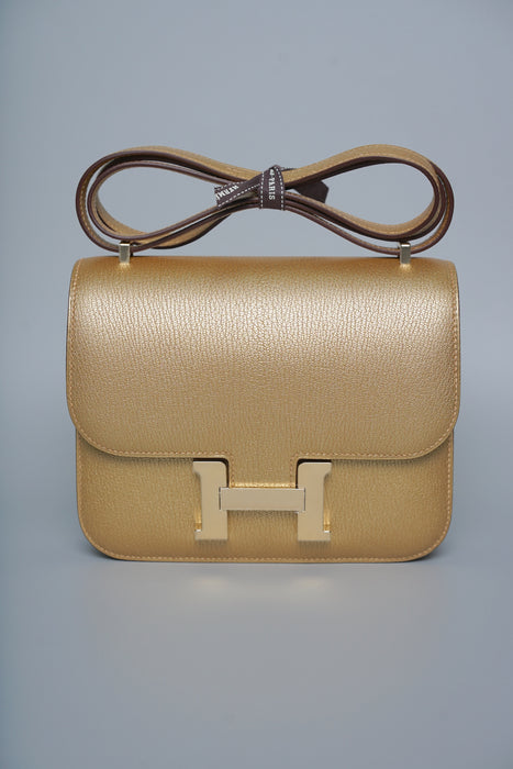 Hermes Constance 18 in Dore Chevre Permabrass (Brand New)