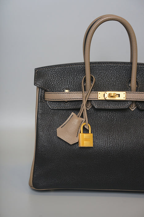 Hermes Birkin 25 HSS in Black x Etoupe Chevre Mysore Bghw