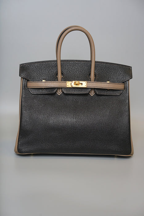 Hermes Birkin 25 HSS in Black x Etoupe Chevre Mysore Bghw
