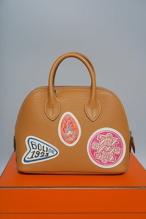 Hermes Mini Bolide in Imprime Caramel Chevre Phw (Brand New)