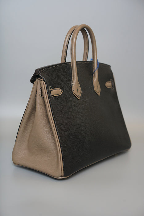 Hermes Birkin 25 HSS in Black x Etoupe Chevre Mysore Bghw