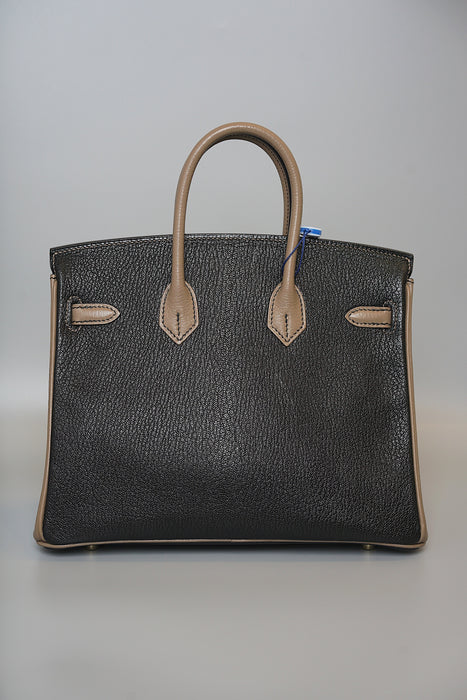 Hermes Birkin 25 HSS in Black x Etoupe Chevre Mysore Bghw